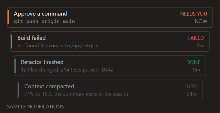 Notification stack