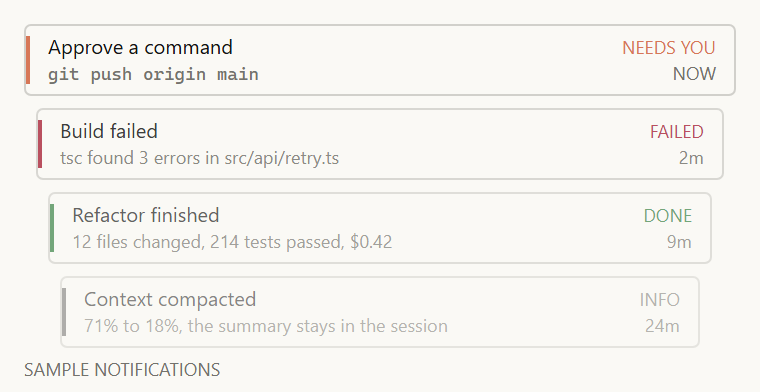 Notification stack