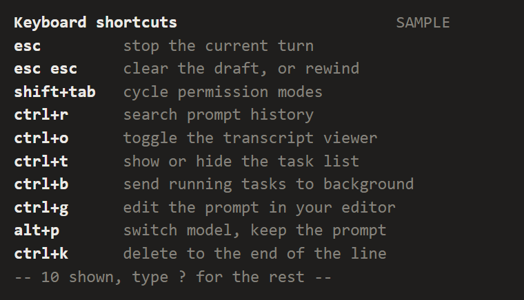 Keyboard shortcuts